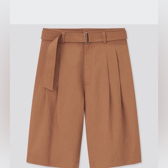 Uniqlo Linen Blend Belted Culotte Shorts, size medium - Picture 3 of 8